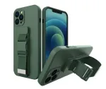 iLike Samsung Galaxy A22 5G Rope Case Gel TPU Airbag Case Cover with Lanyard Dark Green
