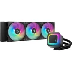 Vandens au&scaron;intuvas DeepCool LE360 V2 su 3x 120 mm ventiliatoriais, hidrodinaminiais guoliais, juodas, palaiko LGA1150/1151/1155/1200/1700/AM4/AM5