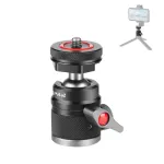 PULUZ Mini Ball Head 3D su 1/4 colio varžtu ir 2 Cold Shoe laikikliais, keliamoji galia 3 kg, juoda PU3075B