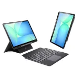 Dux Ducis DK Series klaviatūros dėklas, skirtas Samsung Galaxy Tab S10 FE+ (Plus), su ap&scaron;vietimu &ndash; juoda