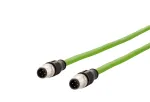 METZ CONNECT M12 D-koduotas pramoninis Ethernet kabelis, 4 kontaktų ki&scaron;tukas į 4 kontaktų ki&scaron;tuką, 5 m, PUR žalias
