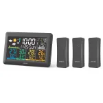 Sencor SWS 6300 orų stotis su spalvotu LCD ekranu ir 3 belaidžiais davikliais, juoda