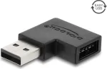 Delock USB 2.0 Type-A male to Easy USB Type-A female adapter, left-angled, black
