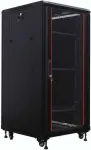 IT-BUDGET 19 colių tinklo spintelė SRK - 27U - 600x600 mm - stiklo/plieno durelės - i&scaron;ardoma (Flatpack) - juoda (90ITB19SRK2766GSN)