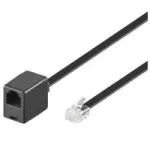 Wentronic Goobay RJ12 6P6C modulinis prailginimo kabelis, vyri&scaron;kas į moteri&scaron;ką, 6 m, juodas 68264