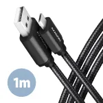 Axagon BUMM-AM10AB HQ laidas Micro USB <-> USB-A, 1m, USB 2.0, 2.4A, ALU, pintas, juodas
