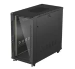 Stovo spinta LANBERG FF01-6222-12B 22U 600x1200 mm juoda su stiklinėmis priekinėmis ir galinėmis durelėmis