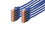 DIGITUS CAT6 S/FTP tinklo kabelis, 0,5 m, mėlynas, 10 vnt. pakuotė
