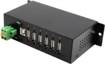 EXSYS EX-1596HMVS 6 prievadų USB 2.0 metalinis HUB su 15kV ESD apsauga nuo vir&scaron;įtampių (Din-Rail)