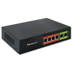 Eterneto PoE jungiklis QOLTEC 52289 &mdash; 4x RJ45 PoE prievadai, 2x RJ45 uplink, 65W galios biudžetas