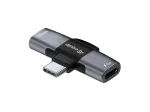 Adapteris USB-C OTG 2-in-1 EQUIP 133479 &mdash; 100W PD, 10Gbps, 1x USB-C į 2x USB-C, pilkas