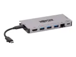 USB-C Dock 4K HDMI, USB 3.2 Gen 1, USB-A Hub, GbE, atminties kortelių skaitytuvas, 100W PD įkrovimas, nuimamas laidas U442-DOCK5D-GY