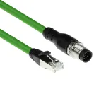 ACT Industrial 10.00 m jutiklio kabelis M12A 8 kontaktų ki&scaron;tukas į RJ45 ki&scaron;tuką, Ultraflex SF/UTP TPE laidas, ekranuotas