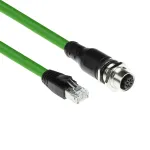 ACT Industrial 3.00 m sensoriaus kabelis M12D 4 kontaktų lizdas prie RJ45 ki&scaron;tuko, Superflex Xtreme TPE, ekranuotas