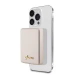 Guess Power Bank 5000mAh 15W MagSafe ir įprastas įkrovimas su metaliniu logotipu, auksinis