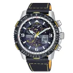 Citizen Eco-Drive Atomic Timekeeping Watch JY8078-01L 45 mm mėlynu ciferblatu ir odiniu dirželiu