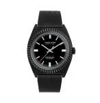 Jason Hyde JH10009 40 mm nerūdijančio plieno kvarcinis laikrodis, juodas ciferblatas, odinė apyrankė