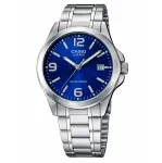 CASIO LTP-1215A-2A Moteri&scaron;kas analoginis kvarcinis laikrodis 28 mm mėlynu ciferblatu, nerūdijančiu plienu