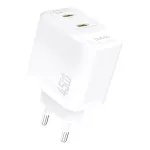 Dudao A28PEU 45W 2xUSB-C sieninis įkroviklis baltas