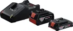 Bosch Professional 18V paleidimo rinkinys (GBA 18V 4.0/2.0Ah + GAL 18V-40 Professional) (juodas, 2x Li-Ion baterijos, AMPShare aljansas)