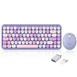 Perixx PERIDUO-713PP DE belaidis mini klaviatūros ir pelės rinkinys, retro vintage dizainas, violetinė, voki&scaron;kas i&scaron;dėstymas