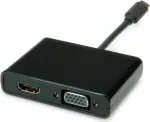 SECOMP STANDARD USB-C į HDMI + VGA ekrano adapteris, 4K HDMI, 1080p VGA, juodas, 0,1 m S3250