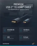 Clicktronic Casual USB-C į HDMI adapterio kabelis, 1 m, 4K Ultra HD 60 Hz, juodas 44928