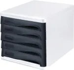 HELIT H6129498 staličių dėžė, 5 stalčiai, &scaron;viesiai pilka/juoda, polistirenas/ABS, sukraunama