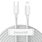 Baseus Simple Wisdom duomenų kabelių rinkinys USB-C į Lightning PD 20W (2 vnt.) 1,5 m baltas