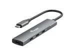 Equip 128963 USB-C 4 prievadų USB 3.2 Gen 1 (3.1 Gen 1) &scaron;akotuvas, 4x USB-C, 5 Gbit/s, aliuminis, be maitinimo adapterio, juodas/sidabrinis