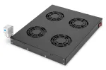 Digitus DN-19 FAN-4-HO-SW 19 colių vėsinimo blokas ant spintos stogo, 4 ventiliatoriai, termostatas, juodas