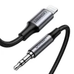 Ugreen 70509 mobiliojo telefono kabelis sidabrinis 1 m 3.5mm Lightning