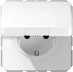 JUNG CD 1520 BF KI KL WW SCHUKO lizdas su atlenkiamu dangteliu, 16 A 250 V, alpinės baltos spalvos