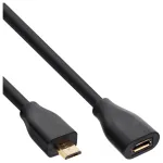 InLine Micro-USB 2.0 ilginimo kabelis, Micro-B M/F, juodas/auksinis, 5 m