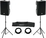 Aktyvių garsiakalbių rinkinys Omnitronic XKB-215A &mdash; 2&times;15 colių tvarkyklės, 2000W smailė