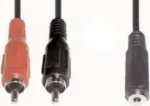 Garso kabelis e+p B 132 1,5 m 2xRCA 3,5 mm juodas