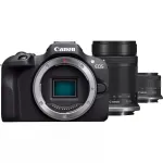 Canon EOS R100 fotoaparato rinkinys su RF-S 18-45mm f/4.5-6.3 IS STM ir RF-S 55-210mm f/5-7.1 IS STM, juodas (6052C023)