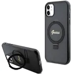 Guess GUHMN61HRSGSK iPhone 11 / XR 6.1 Black Hardcase Ring Stand Script Glitter MagSafe