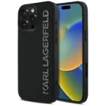 KARL LAGERFELD HC 3D Rubber Elongated Glitter Case, skirtas Apple iPhone 16 Pro, juoda