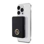 Guess Power Bank 5000mAh 15W MagSafe ir įprastas įkrovimas su Strassed 4G Logotipu Juoda