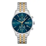 BOSS vyrų laikrodis 1513976 (42 mm) &ndash; mėlynas ciferblatas, ruda odinė apyrankė