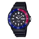 Casio MRW-230H-1E2 vyri&scaron;kas analoginis kvarcinis laikrodis su derva apyranke, 47,9 mm korpusu, juodu ciferblatu, 100 m atsparumas vandeniui