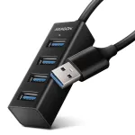 Axagon HUE-M1A 4x USB 3.2 Gen 1 MINI USB centras, metalinis, 20 cm USB-A kabelis