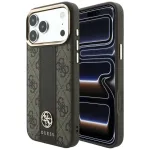 Guess 4G Stripe Round ir Classic Logos MagSafe dėklas, skirtas iPhone 18 Pro / 17 Pro - rudos spalvos