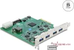 Delock PCI Express x4 plėtimo kortelė su 4 x USB 5 Gbps USB Type-A Quad Channel