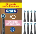 Oral-B iO Gentle Clean &scaron;epetėlio galvutės, 8 vnt., juodos &ndash; jautrioms dantenoms ir dantenų priežiūrai