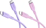 Goobay Berry Swirl rinkinys 2x USB-C silikoniniai kabeliai, 1,5 m, violetinė ir rožinė 81273
