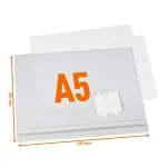 DURABLE 505719 vandeniui atsparus A5 lipnusis dokumentų ki&scaron;enė, 5 vnt. paketas