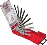 kwb 109180 siaurųjų pjūklų geležčių rinkinys, 10 dalių, T formos kotas, medienai/metalui/plastikui