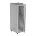 Stovimas serverinis spintos korpusas LANBERG FF01-8047-12SL 47U 800x1000 mm pilkas su priekinėmis ir galinėmis stiklinėmis durimis bei LCD skydelio vieta